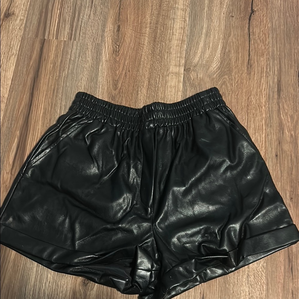 Black Leather Women's Shorts